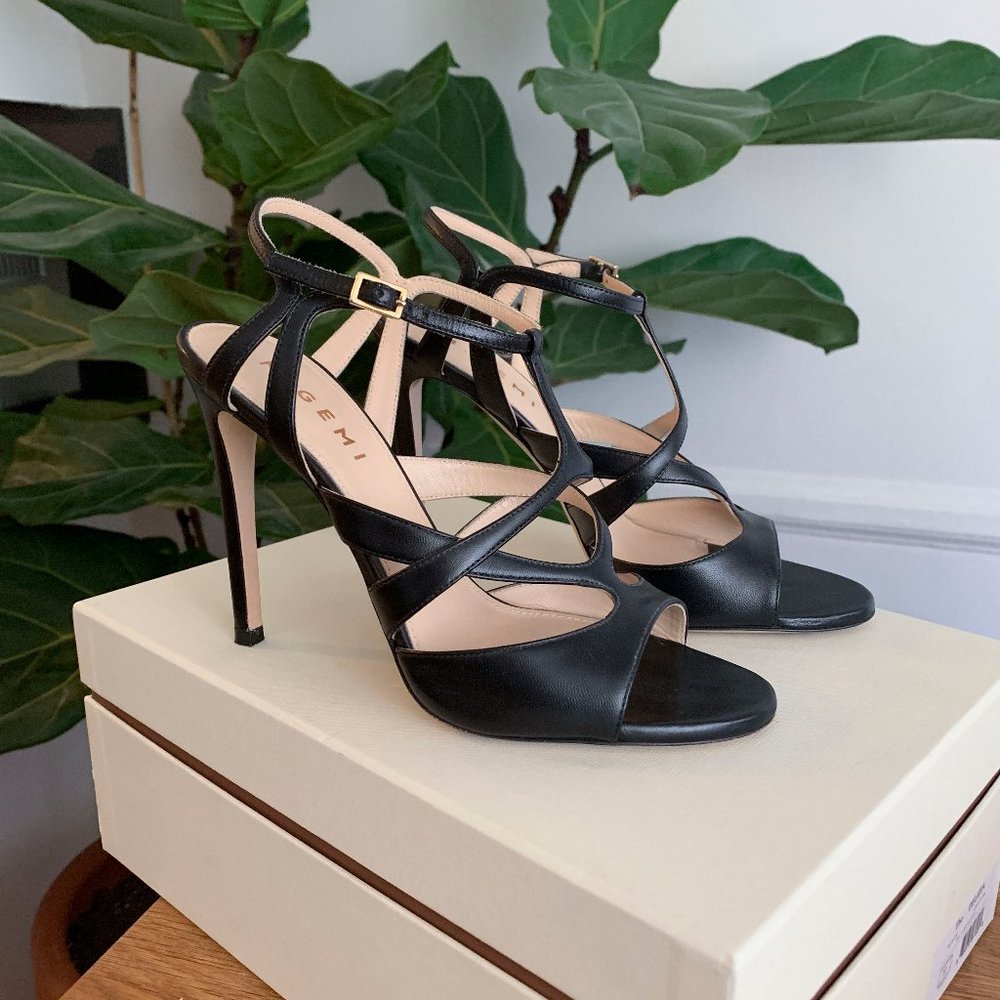 M. Gemi Black Strappy Heels